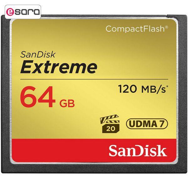 کارت حافظه CompactFlash سن دیسک مدل Extreme سرعت 800X 120MBps ظرفیت 64 گیگابایت SanDisk Extreme CompactFlash 800X 120MBps - 64GB